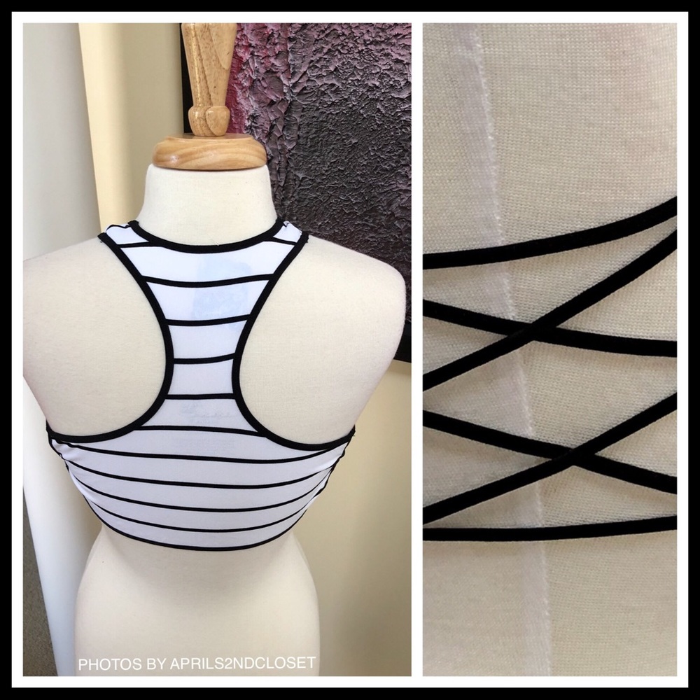 FREE PEOPLE STRIPED LACE UP SIDE CROP TANK TOP - Picture 5 of 8